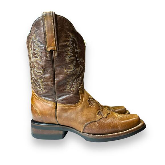 Delpos Cowboy Boots Mens Brown Western Two Tone Stitched Size 28 MEX (US 9.5) main image 8